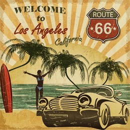 welcome to los angeles, california retro poster.
