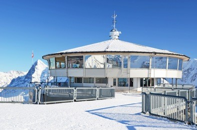on the top of schilthorn mountain, switzerland