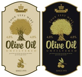 set of labels for olive oils with olive tree