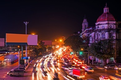 traffic in yangon myanmar at night