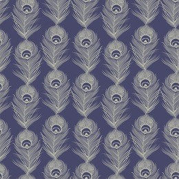 seamless pattern of peacock feathers. vector illustration.