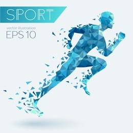 running man from triangles, low poly style, eps 10