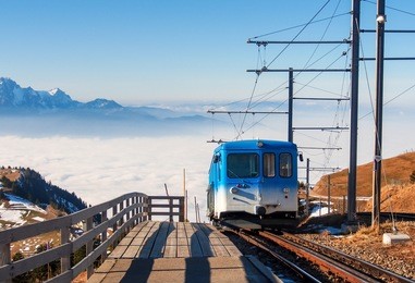 train to the top of mountain rigi in luzern, switzerland