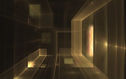 ital perspectives series night city. the design consists of light grids and fractal elements as a metaphor on the subject of business, science, education and technology
