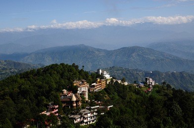 above the clouds in a small nepalese town nagarkot greeting sunrise