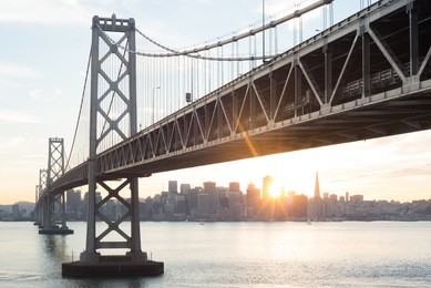 bay bridge sun light