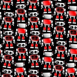 little red and white robot seamless pattern .