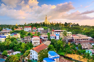 yangon, myanmar city skyline.