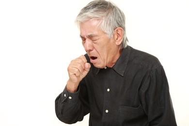 senior japanese man coughing
