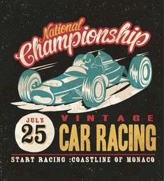 vintage race car for printing. original quality te print