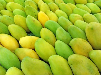mango piled up together, closeup of photo
