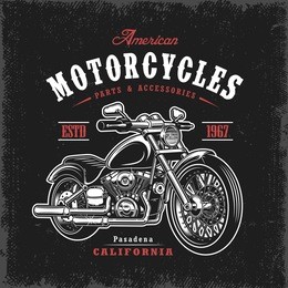 t-shirt print with motorcycle on dark background and grunge texture