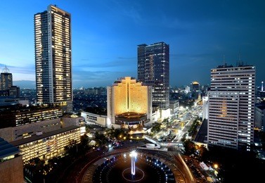 jakarta city at night with modern building