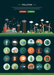 modern vector flat design conceptual ecological icons and infographics elements set with a header