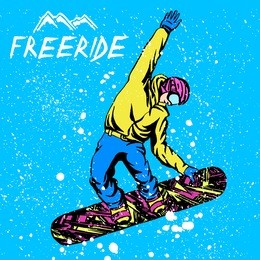 snowboarder illustration vector. winter sport, freeride