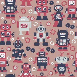 robots color seamless pattern. texture with funny toy for baby. can use for production for children.