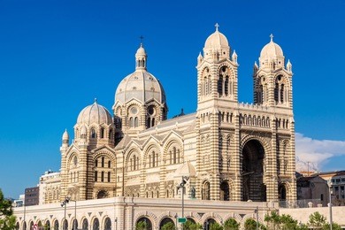 cathedral de la major in a summer day in marseille, france
