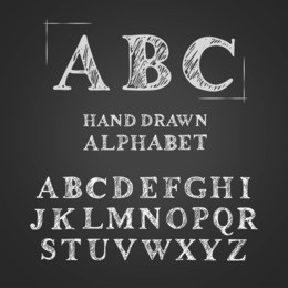 set of hand drawn doodle letters alphabet. english uppercase scribbled serif font. vector chalk lettering design. 