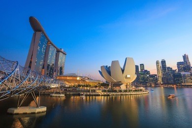 singapore city skyline at marina bay cityscape by night
