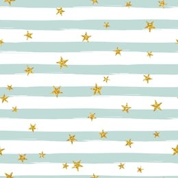 gold glittering stars confetti seamless pattern on stripe background