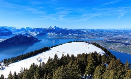 view from mt. rigi in winter. the rigi (or mount rigi; also known as queen of the mountains) is a mountain massif of the alps, located in central switzerland. 