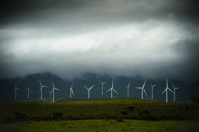 wind power generators on the storm