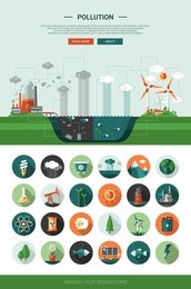 modern vector flat design conceptual ecological icons and infographics elements set with a header