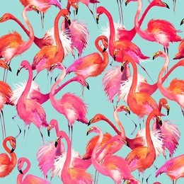 watercolor flamingo seamless pattern