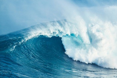 giant powerful blue ocean wave  