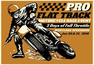 flat track motorcycle race event poster, texture is easy to remove