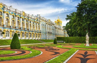the catherine palace located in the town of tsarskoye selo (pushkin), st. petersburg, russia.