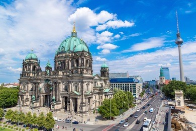view of berlin cathedral in berlin in beautuful summer day