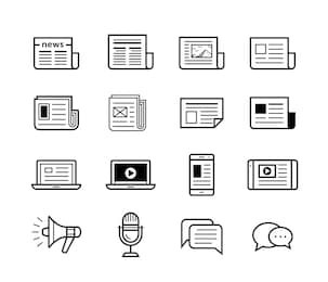 news publish media icons. newspaper and modern devices and technology. vector illustration