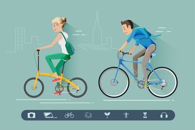 teens are cycling to their destinations. reducing energy use by bicycle. life in the city.