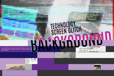 vector screen glitch digital illustration, modern trendy design background