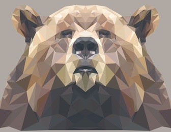 brown bear portrait. abstract low poly design. vector illustration.