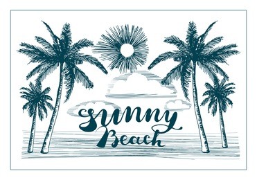 sunny beach monochrome tropical landscape