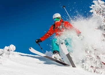 freeride in fresh powder snow. skiing.
