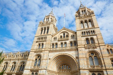natural history museum building facade in a sunny day in london