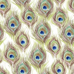 seamless watercolor pattern with peacock feathers