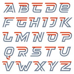 fast speed alphabet. two lines letters. vector design template elements for your application or corporate identity.