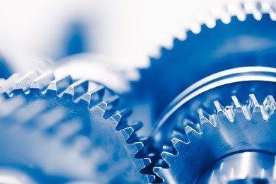 industry background with blue gear wheels