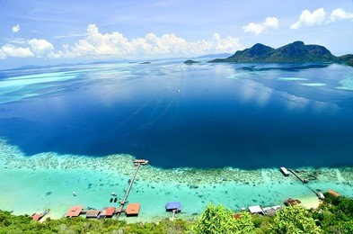 scenic view tun sakaran marine park tropical island in semporna, sabah, malaysia. taken from the peak of bohey dulang island