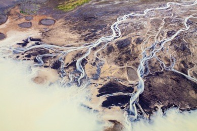 iceland - rivers - aerial view