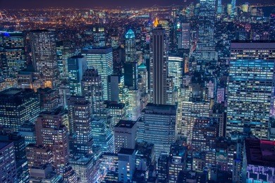 famous skyscrapers of new york at night
