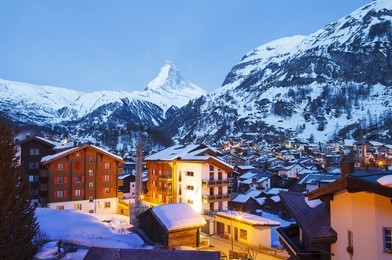 zermatt at night and matterhorn