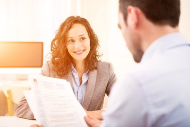young attractive woman during job interview