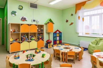 room for games and activities in the kindergarten.