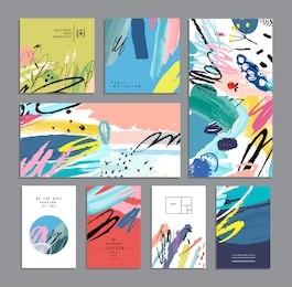 set of creative universal cards. hand drawn textures. wedding, anniversary, birthday, valentine's day, party. design for banner, poster, card, invitation, placard, brochure, flyer. vector. isolated.