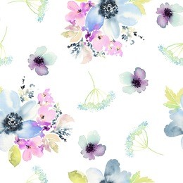 seamless pattern with flowers watercolor. gentle colors. female pattern. handmade.
